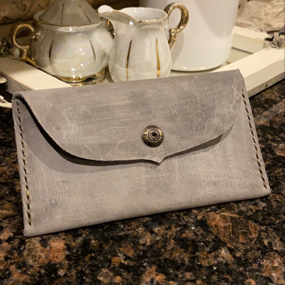 Genuine Gray Cowhide Leather Wallet